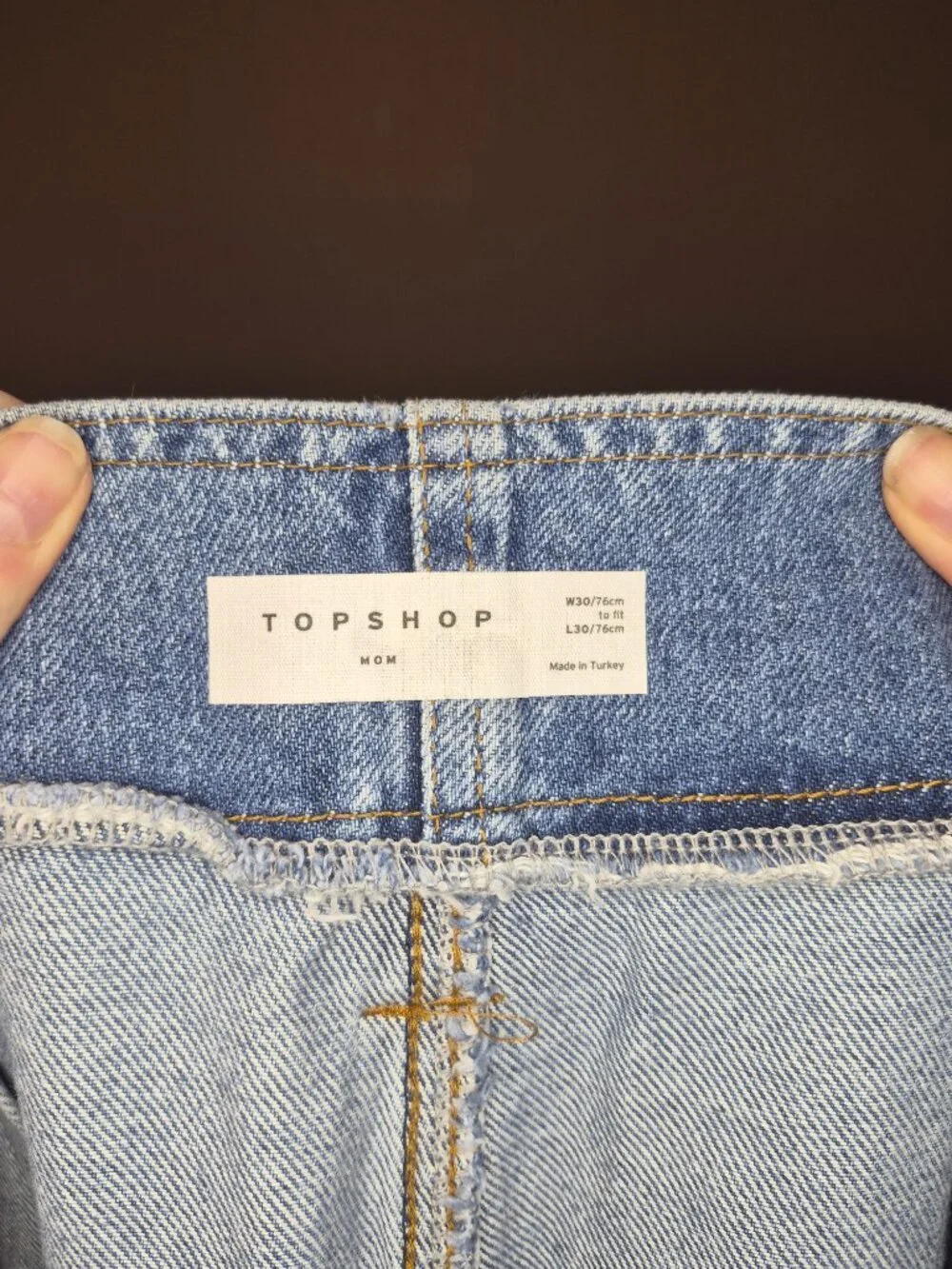 Topshop Women's Mom Jeans Blue Medium Wash Denim High Rise 30W X 30L Regular Fit